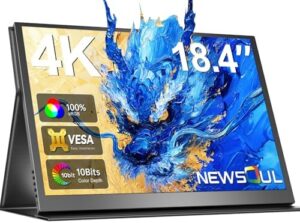 Newsoul 4K 18.4 Inch Portable Monitor, USB C, Travel