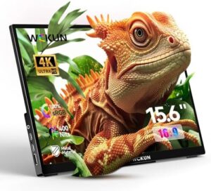 WCKUN 15.6 Inch 4K Portable Monitor, Metal Shell, Kickstand