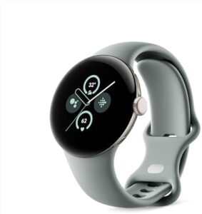 Gold Pixel Watch 2 WiFi on Hazel band