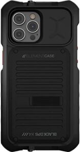Black Ops rugged iPhone 13 Pro Max case with wallet and kickstand