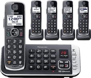 Panasonic Link2Cell DECT 6.0 cordless phone system, 5 handsets.