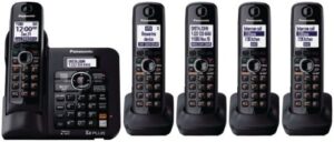 Panasonic KX-TG6645B cordless phone, black, 5 handsets