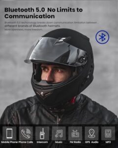 ILM Bluetooth helmet, flip up, full face, sun shield, matte black XXL 953PRO