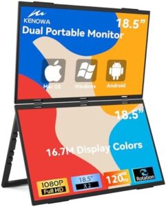 Kenowa 18.5" portable monitor, 120Hz, 1080P, dual screen display