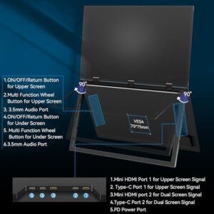 Kenowa 18.5" portable monitor, 120Hz, 1080P, dual screen display