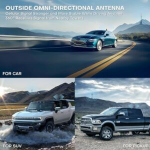 HiBoost car cell phone signal booster for SUV, pickup truck. 5G/4G LTE.  FCC Approved.