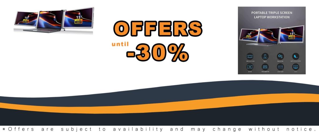 Dual Monitor Laptop Screen Extender 15in FHD 1080P IPS Portable Folding Dual Screen Notebook PC Mobile Phone Accessory